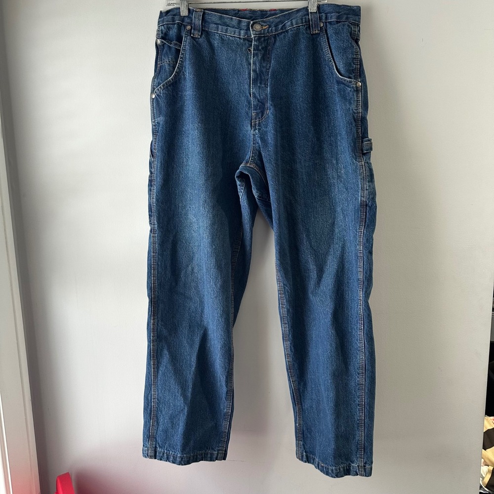 Craftsman Carpenter Jeans Men's 38x30 Blue Denim Work Pants‎ Utility Pockets